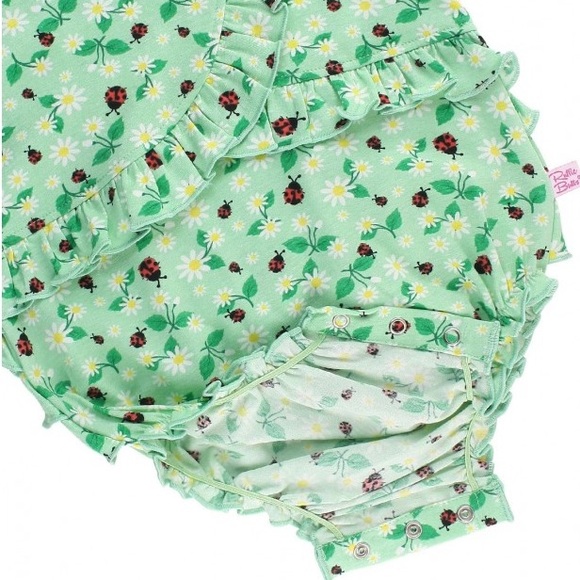 RUFFLE BUTTS Infant Girl Rufflebutts Daisies & Ladybugs Ruffle Detail Romper - Picture 4 of 15